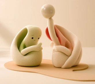 小さな球を使って遊ぶ姿